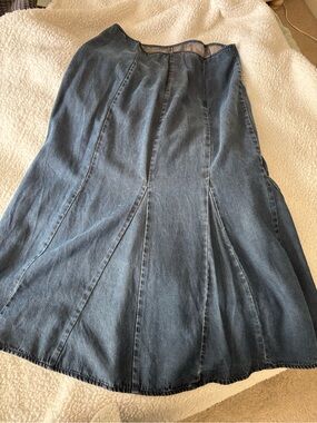 J.Jill Denim Tencil light weight Panel A-Line Maxi  Skirt - Dark Blue